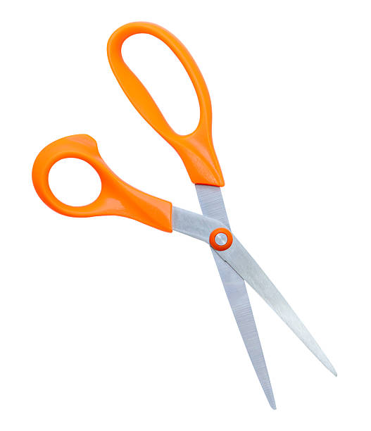 istock Top view of a pair of multipurpose scissors with orange handle isolated on white background with clipping pat 2216690608