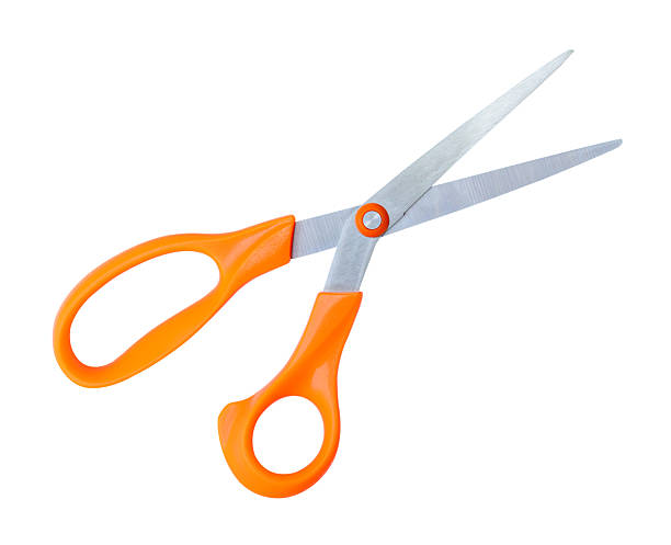 istock Top view of a pair of multipurpose scissors with orange handle isolated on white background with clipping pat 2216691833