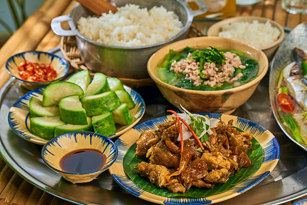 istock Vietnamse traditional  Food in Bamboo table 2216705651