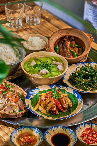 istock Vietnamse traditional  Food in Bamboo table 2216705675