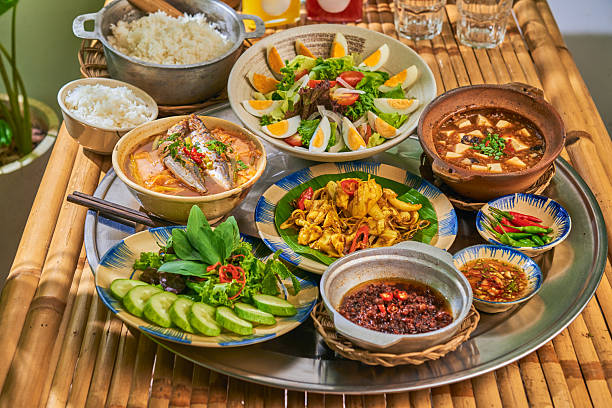 istock Vietnamse traditional  Food in Bamboo table 2216705709