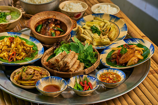 istock Vietnamse traditional  Food in Bamboo table 2216705773