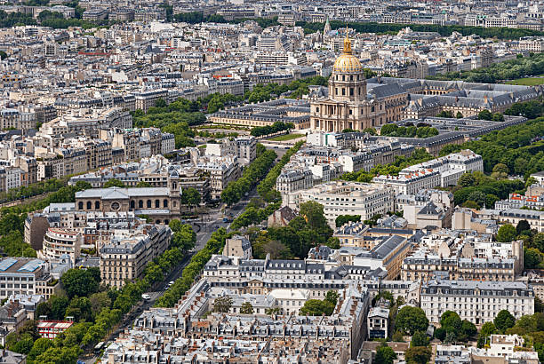Aerial View of Les Invalides and Central Paris Architecture