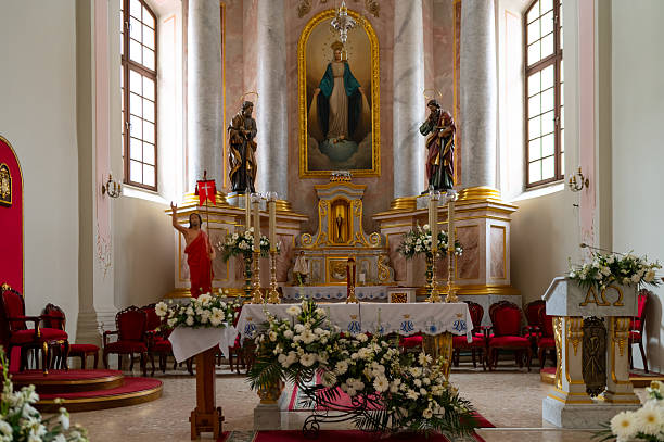 istock altar in catholic cathedral beautifully decorated with flowers 2216716026