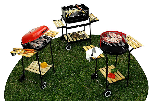 Big Glowing Coals Shaped like Text: BBQ, 3D Illustration, Against the Black and White Gradient Background.