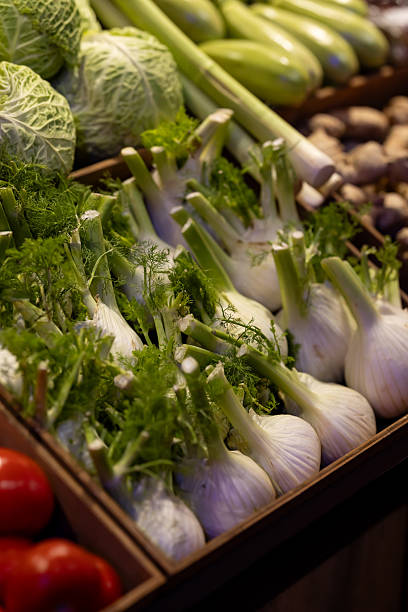 Fresh vegetables on the counter in the store