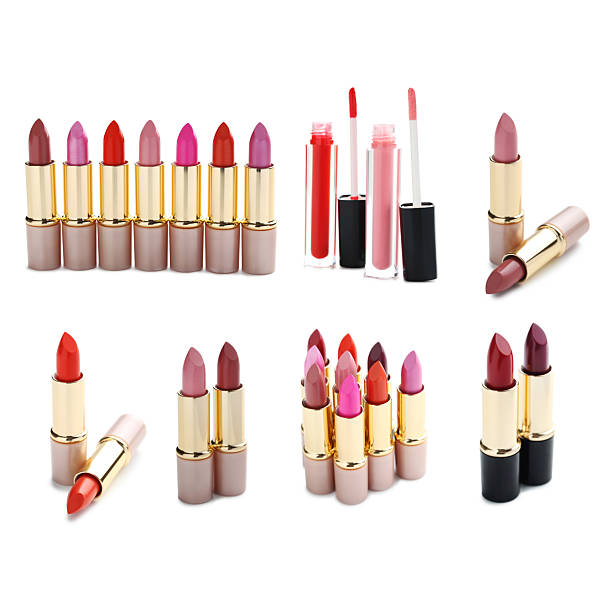 istock Collage of lipsticks and lip gloss on a white background 2216728913