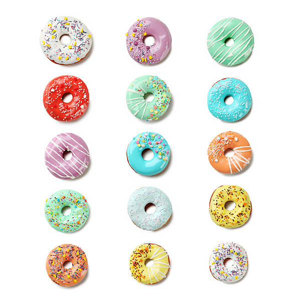 istock Collage of donuts with sprinkles on a white background 2216728949