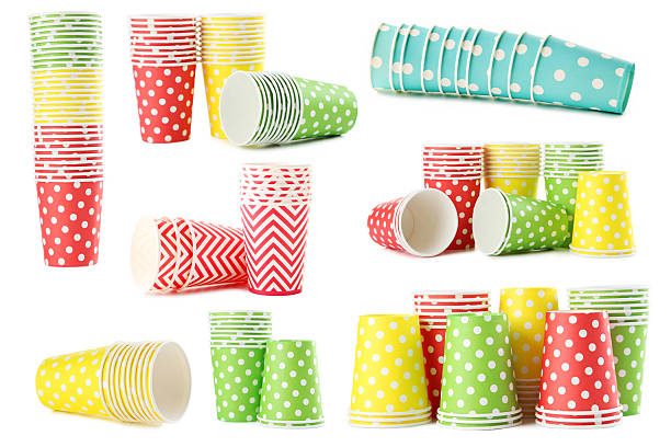 istock Collage of paper cups on a white background 2216731060