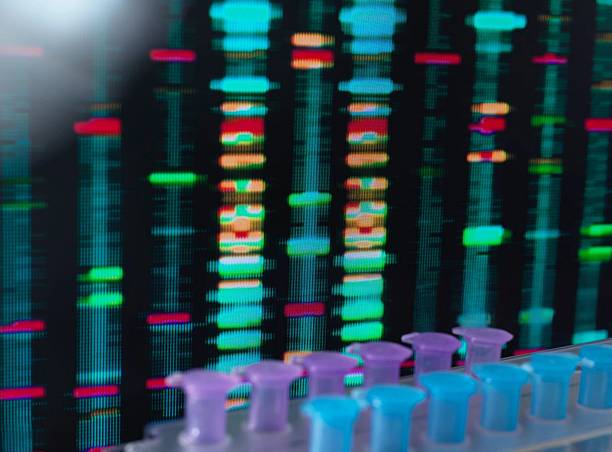 istock Colorful genetic analysis shown on screen with vials in scientific research setting close up. 2216731469