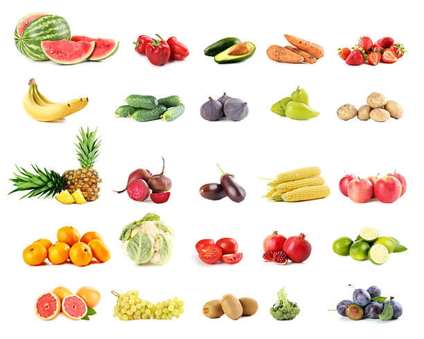 istock Collage of different fruits and vegetables on white background 2216731989