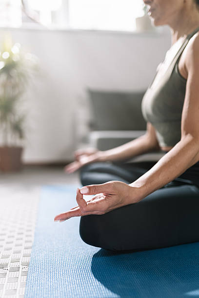 istock Practicing mindfulness and meditation in a serene indoor space during afternoon hours 2216732222