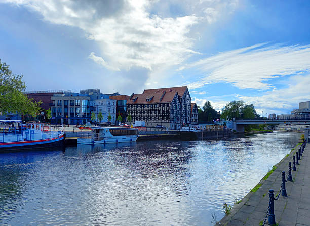 Bydgoszcz, Poland - 15 May 2025: View of the Brda river in Bydgoszcz.
