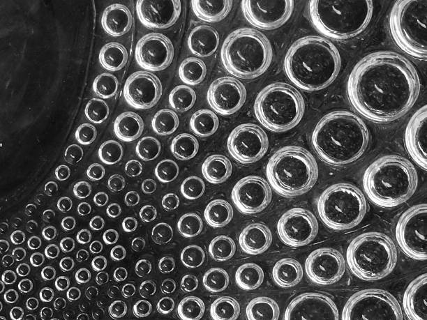 decorative design of glass window with many bubbles in black and white