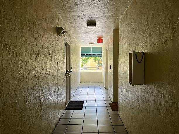 istock 80's old Bright Corridor with Tiled Flooring in Miami 2216751489
