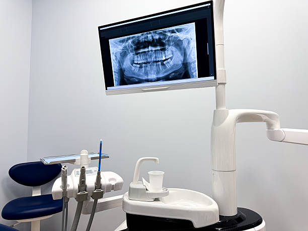 istock Dental examination room with x ray display and equipment 2216768559
