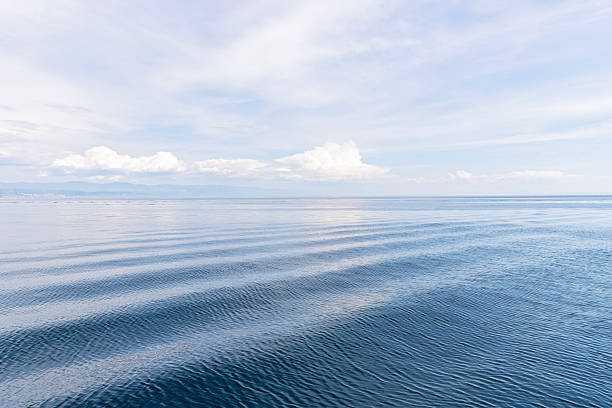 Peaceful ocean view featuring a rippling water surface extending to the horizon. Ideal for concepts of tranquility, vastness, or nature's beauty, showcasing a serene ambiance with clear skies and calming waves.