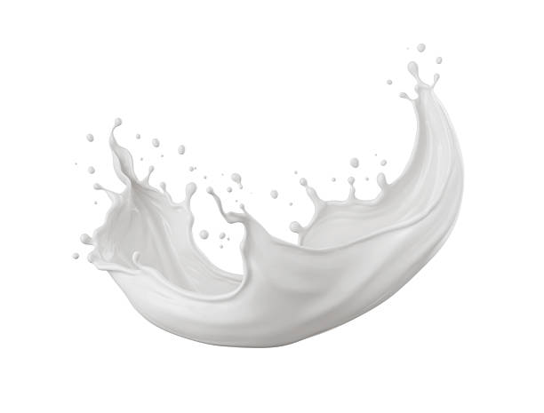 istock Milk splash isolated on white background, yogurt or milk cream 3d illustration. 2216772260