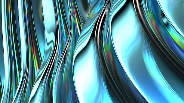 Blue purple chrome refraction abstract background expressing modern curve artistry like water