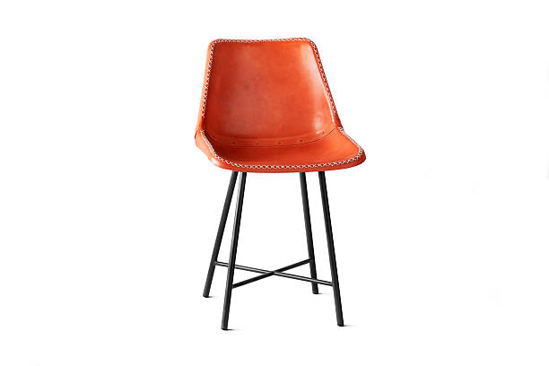 istock Modern orange leather barstool with black metal legs 2216782311