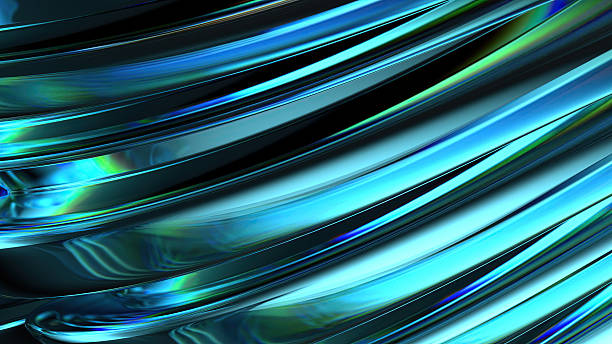 Blue purple chrome refraction watery modern luxury curve abstract background High quality 3d illustration