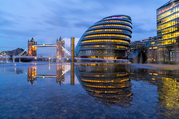 City Hall and Tower Bridge at night