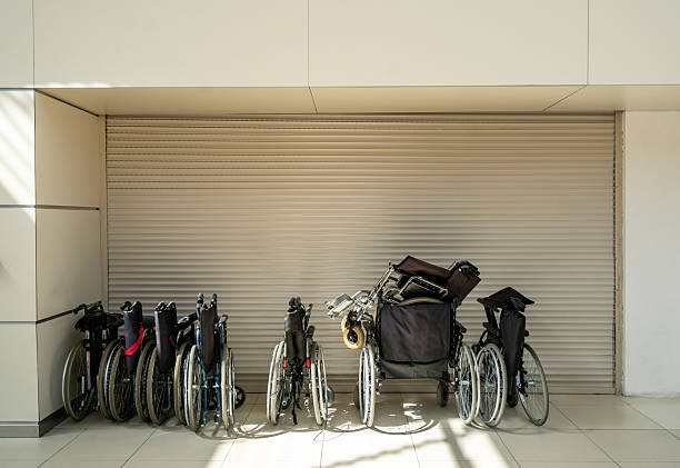 Folded Wheelchairs in Storage Area in the airport