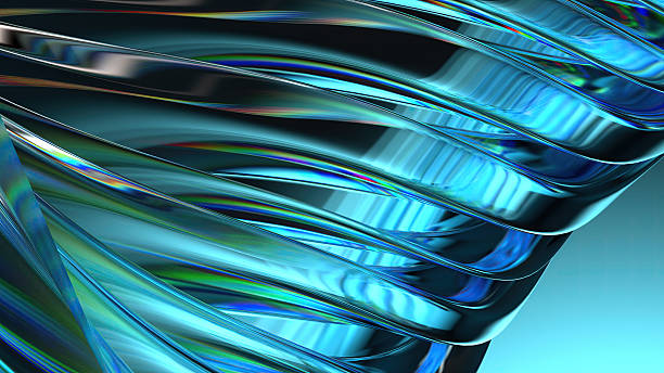 blue purple chrome refraction water-like modern art delicate curve abstract background