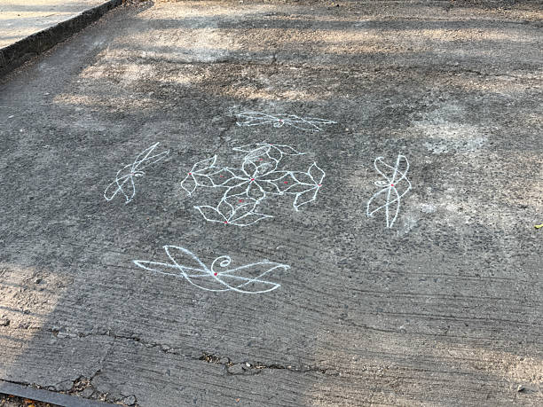 istock A pattern of shapes is drawn on a parking lot 2216785298