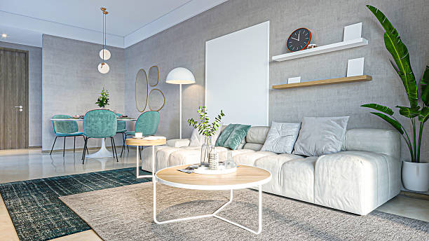 istock Elegant Living and Dining: Comfortable Sofa, Chic Chairs, and Modern Decor 2216788565