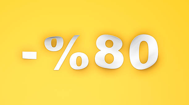 istock 80% Discount Paper Text on Yellow Background 2216792693