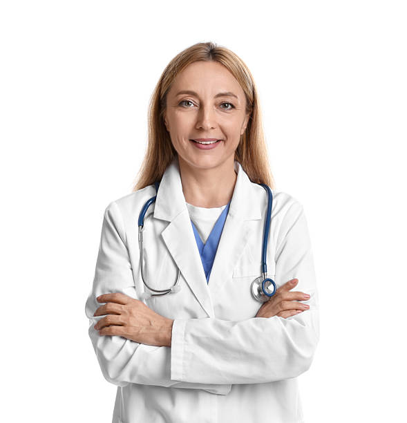 istock Smiling doctor with stethoscope on white background 2216799835
