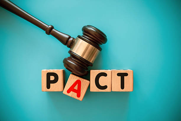 istock Gavel and wood block with PACT 2216800449