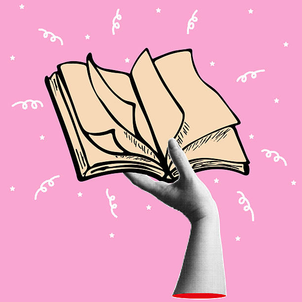 istock Trendy halftone banner with hand holding open book. Read books lover. Education, literacy day. Relaxing time to reading. Modern retro style.Contemporary collage for design template. Vector 2216801628