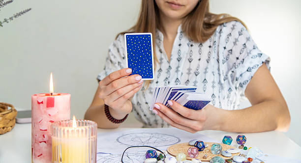 istock Tarot Card Reading with Candles and Crystals 2216801666