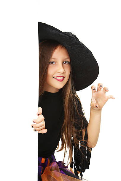istock Beautiful girl witch on a white background 2216803765