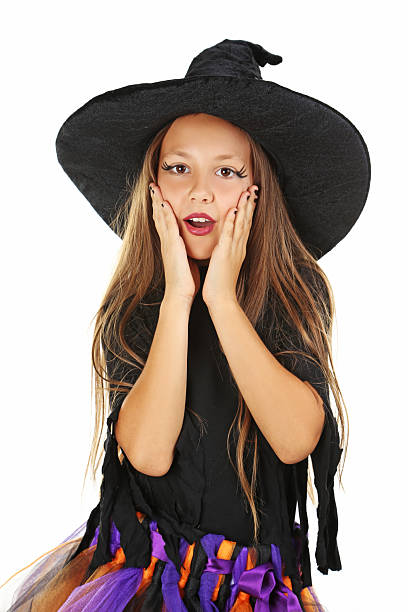 Beautiful girl witch on a white background