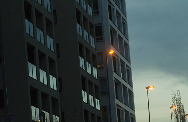Modern architecture with clean lines, geometric shapes, and innovative materials. Contemporary buildings reflect minimalism and aesthetic. Striking cityscapes through form, light, and structure. Night