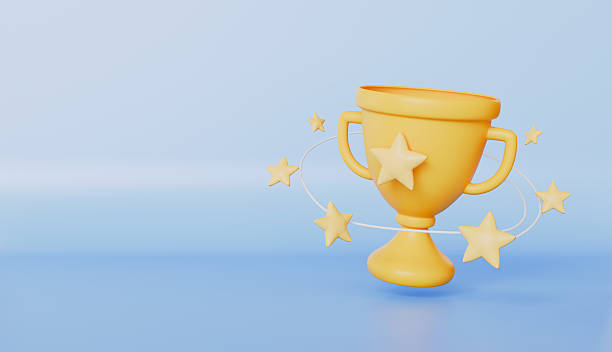 istock Championship Trophy on the podium with copy space for text or message 2216805000