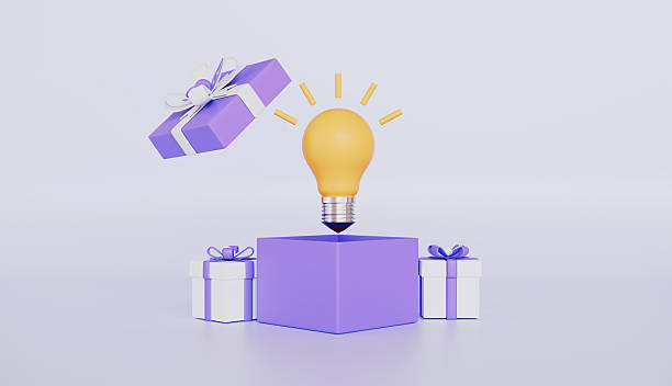 istock Light bulb in gift box, idea and creativity illustration concept 2216805553