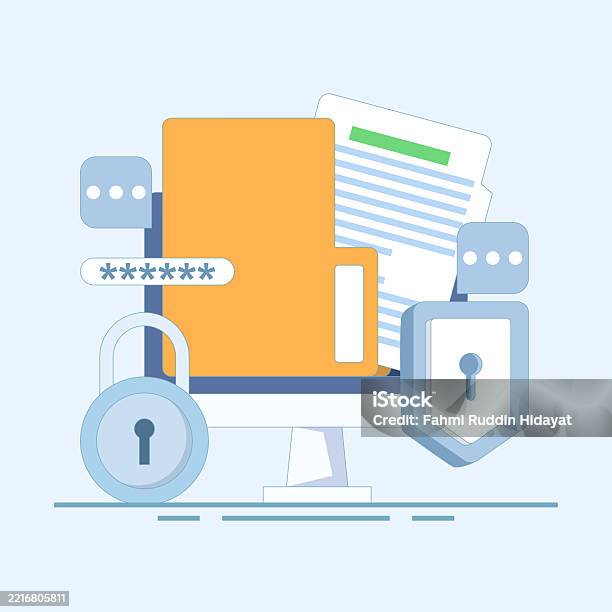 Data Protection Concept Documents Protected By Password Encryption ...