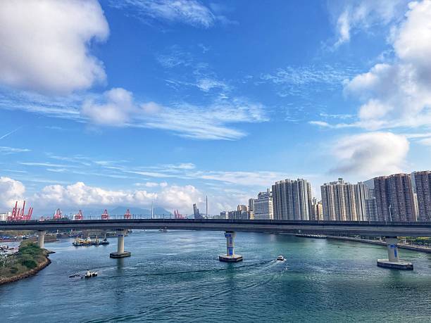 From Tsing tsuen bridge looking at Tsing yi bridge