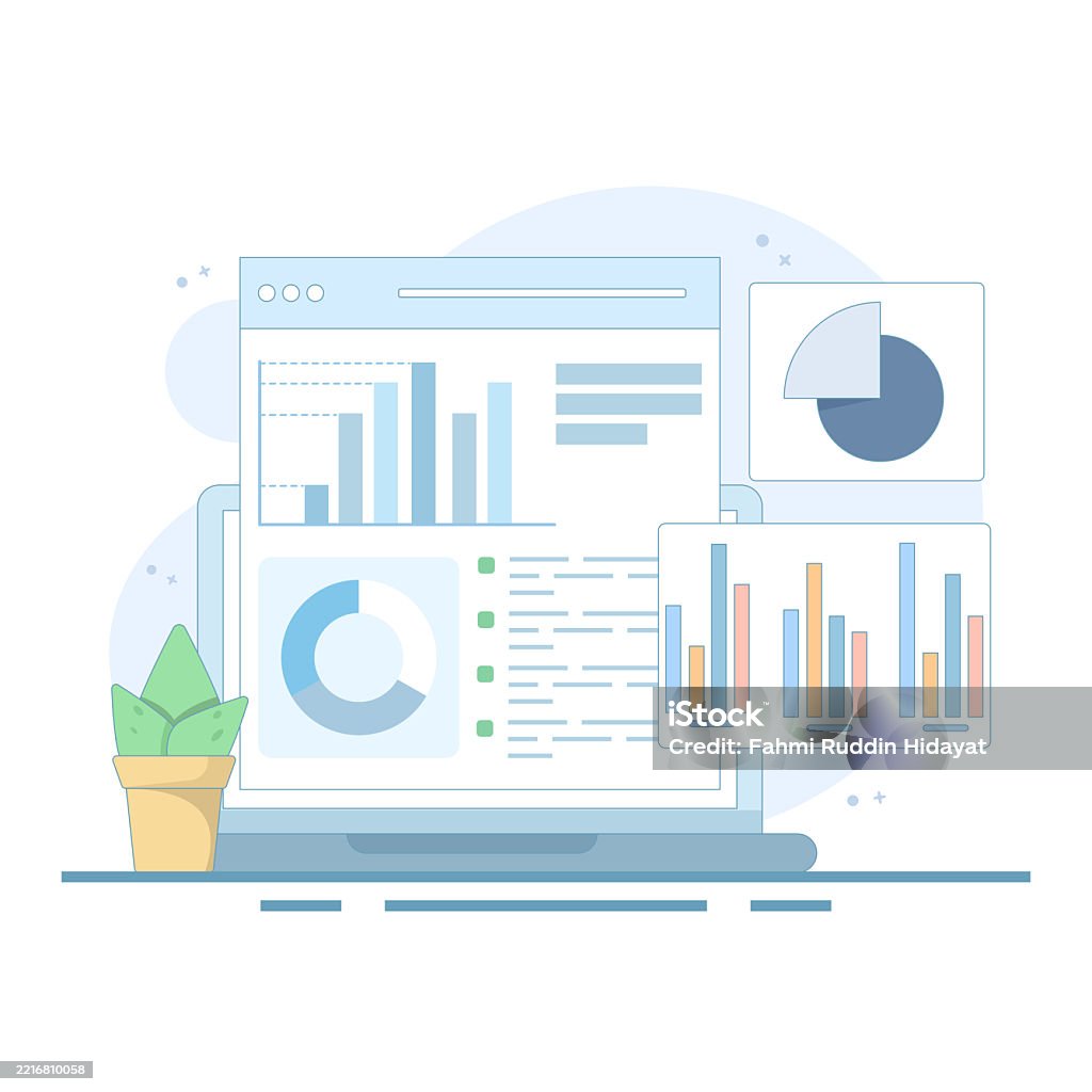 Digital Data Analysis Chart Concept Vector Illustration Graph Diagram ...