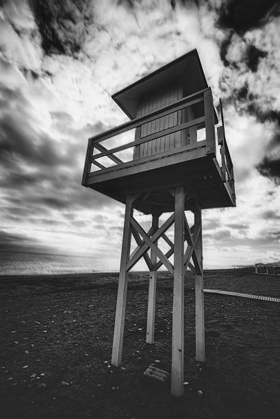 istock lifeguard tower on the beach on a stormy day 2216811157