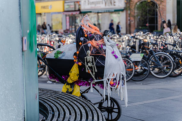 istock Halloween. Baby stroller decorated for Halloween. 2216811428