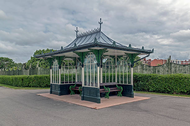View of a Victorian shelter in the centre of Southport, UK.  There are no people in the photograph