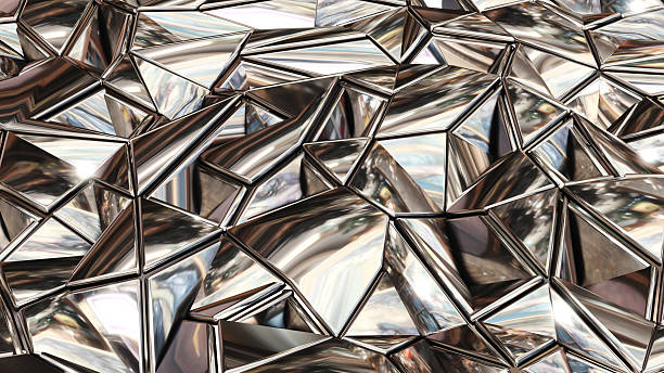 istock Chrome metal background, shiny and lustrous metal triangles pattern texture. 2216815710