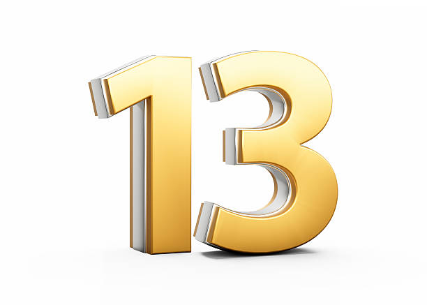 istock 3D Golden Shiny Number 13 Thirteen With Silver Outline Isolated On White Background 3D Illustration 2216819888