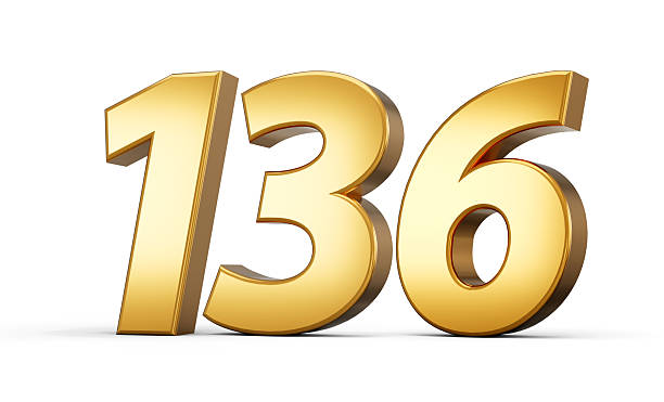 istock 3d number 136 one hundred thirty six Gold text isolated on white background with reflection 3d illustration 2216819905