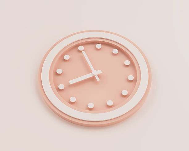 istock Minimalist Pastel Pink And White Rounded Wall Clock 7:55 Seven Fifty Five 19:55 Time 3D Illustration 2216820076